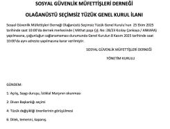 Olağanüstü Seçimsiz Tüzük Genel Kurul İlanı